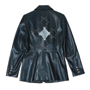 BLACK CROSS BLAZER  (vegan leather)